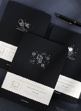 银河赴约创意影集纪念册A5记事本空白黑卡纸内页日记本子相册DIY黑色笔记本黑页精装本黑色内页笔记本加厚