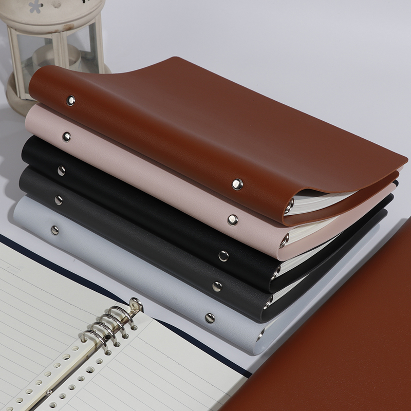 皮面活页本不硌手金属环扣复古软皮商务笔记本A5B5大容量加厚可拆卸替换各类替芯学生记事本网格康奈尔空白