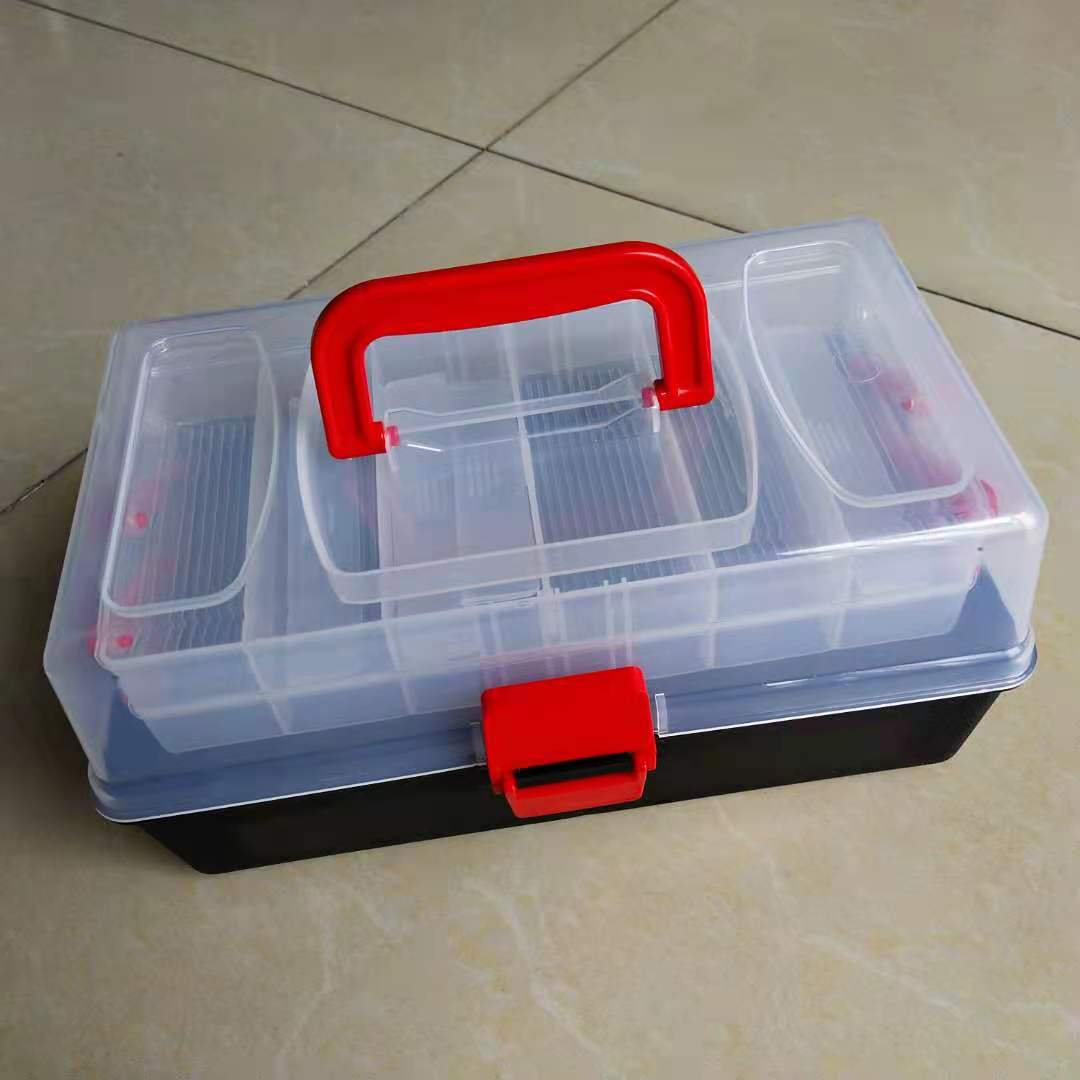 跨境折叠工具箱钓鱼垂钓盒渔具箱配件整理多层三层盒子路亚收纳箱