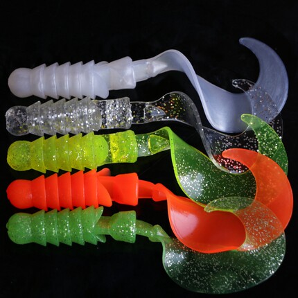 路亚螺旋软饵大单尾7g 12cm海钓卷尾蛆软虫爆钓软蛆海鲈鱼钓假饵