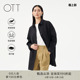 百搭宽松衬衫 黑色纽扣风衣女薄款 领休闲外套 中长款 OTT春秋新款