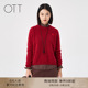 红色圆领羊绒毛织上衣套头针织衫 OTT 新品 2025冬季 女 商场同款