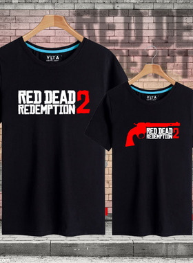 荒野大镖客2短袖T恤衫男女游戏大嫖客救赎衣服半截袖PS4周边体恤