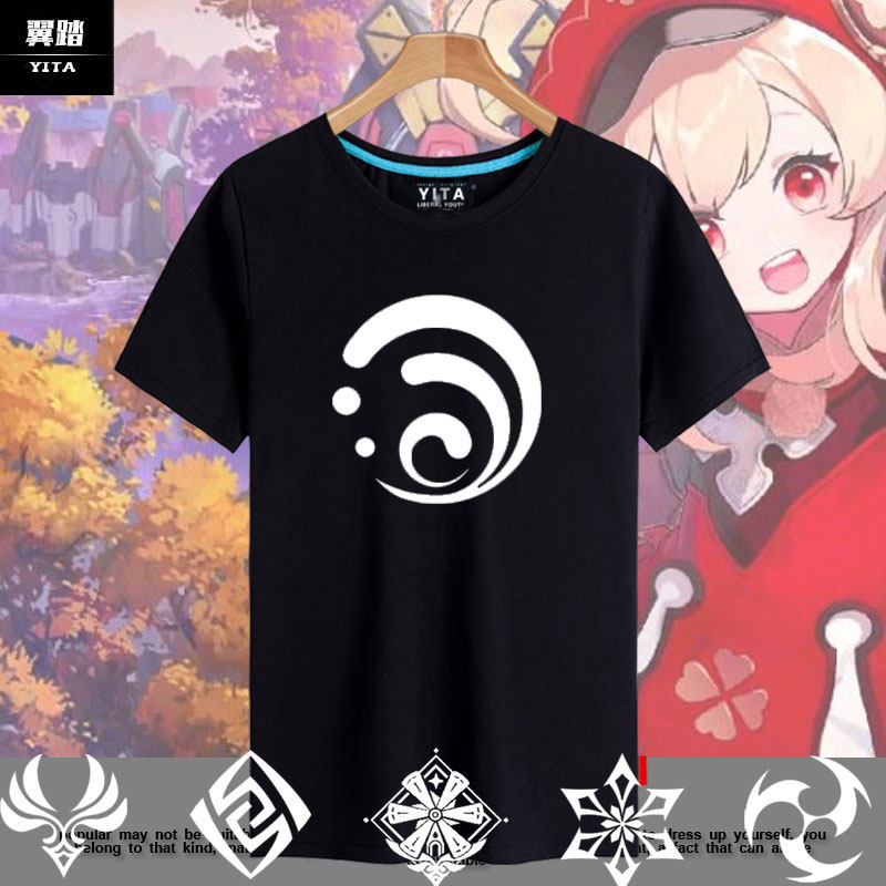 原神骑士团可莉芭芭拉原神游戏标志短袖t恤衫男女纯棉半袖上衣服