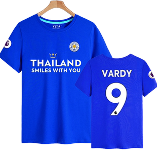莱斯特城足球迷服队服短袖T恤衫男女纯棉半袖休闲瓦尔迪球衣服装