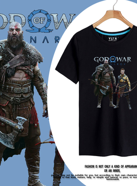 战神5诸神黄昏PS5游戏周边ps4短袖T恤衫男女学生纯棉半截袖上衣服