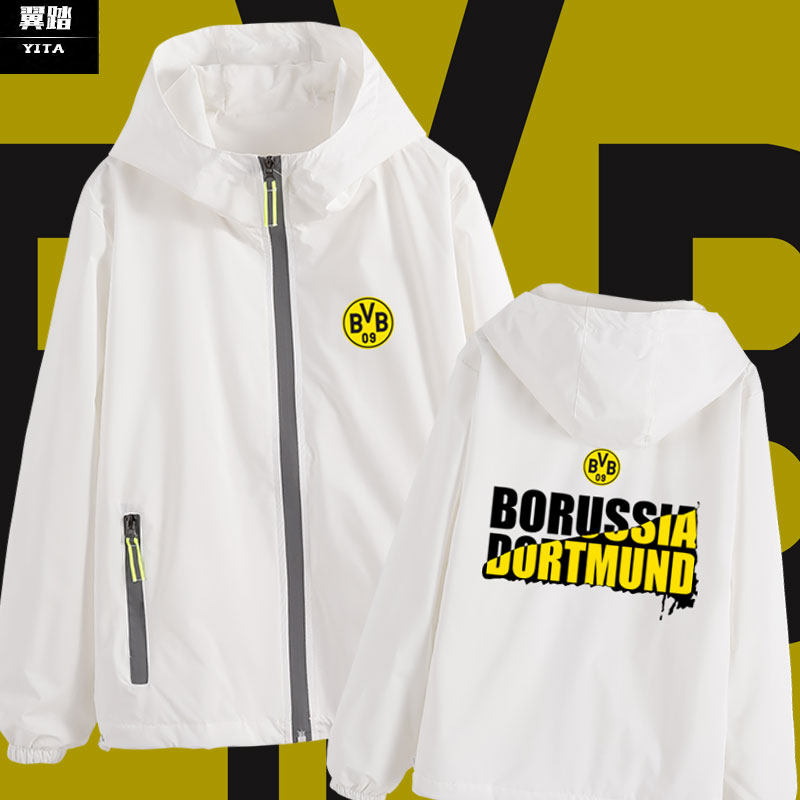 多特蒙德足球迷周边110年纪念开衫夹克男女连帽外套球衣服运动服