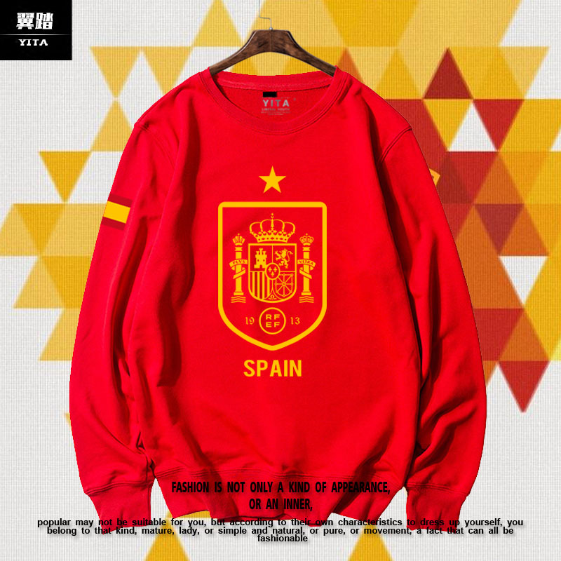 西班牙队足球国家队球迷圆领卫衣