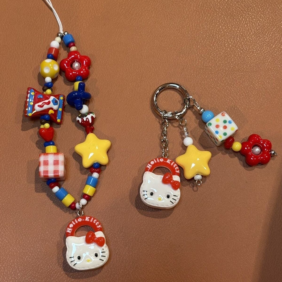ins风红色kitty猫手机挂绳