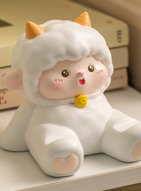 卡通咩咩羊手机支架桌面装饰摆件 创意树脂工艺品平板支撑架礼物