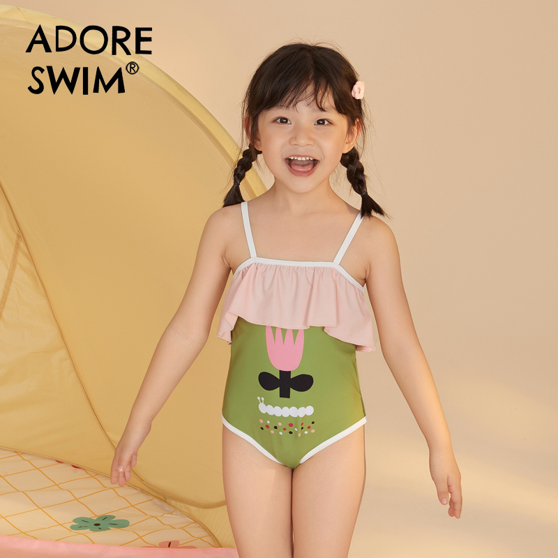 原创设计高级感女童连体游泳衣