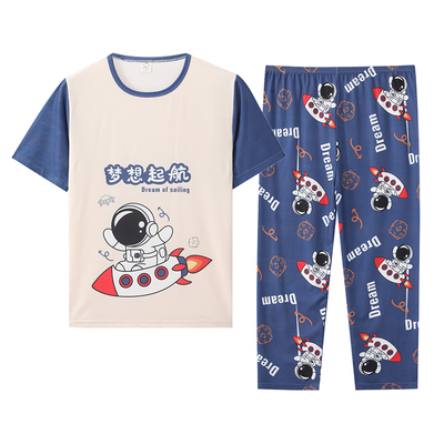 儿童睡衣夏季男童冰丝家居服
