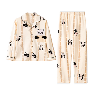 亲子睡衣长袖春秋季一家三口纯棉卡通母女母子开衫家庭套装家居服