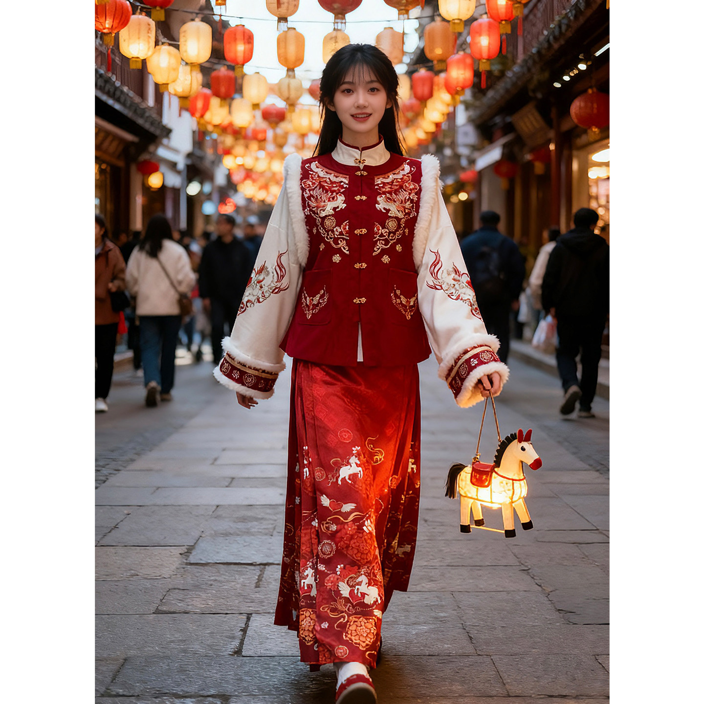 原创明制汉服女2025新款中国风刺绣比甲马面裙新年服冬季加厚红色,女装/女士精品,汉服套装,淘宝优惠券,粉丝福利购,淘宝优惠卷