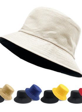 亲子款热卖双面渔夫帽百搭纯色光板盆帽户外显脸小防晒帽时尚百搭