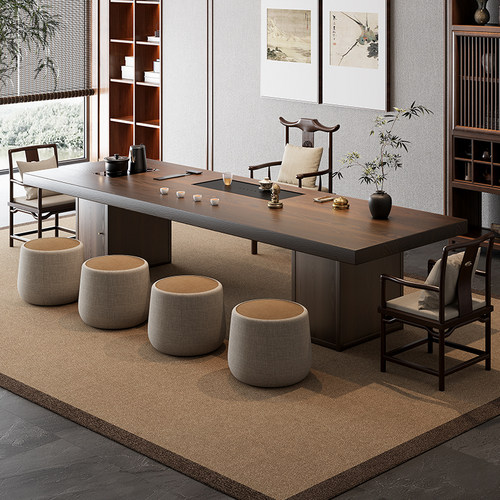 吉赠宋氏美学大板茶桌办公桌一体两用新中式实木泡茶台2025新款