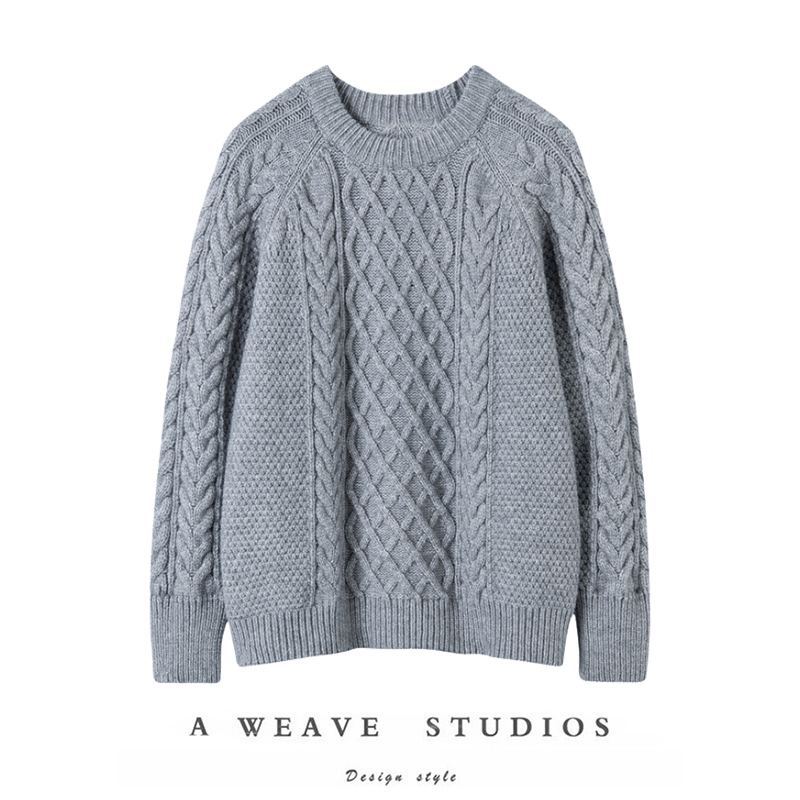 用品质说话~100%纯山羊绒宽松懒慵新款圆领纯色通勤羊绒毛衣女