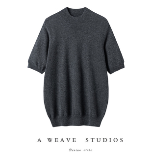 100%纯山羊绒短袖 经典 新款 春季 男内搭打底圆领羊绒针织 BI备一件