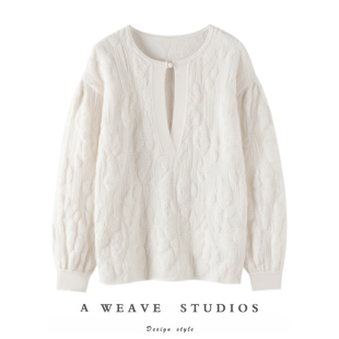 绒暖斯特官方正品 毛衣女新 气质镂空设计感100%山羊绒上衣针织衫