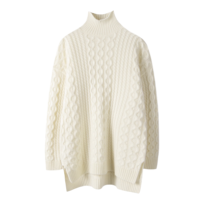 RNST美到哭泣~半高领羊绒衫女100纯山羊绒加厚宽松中长款毛衣女冬