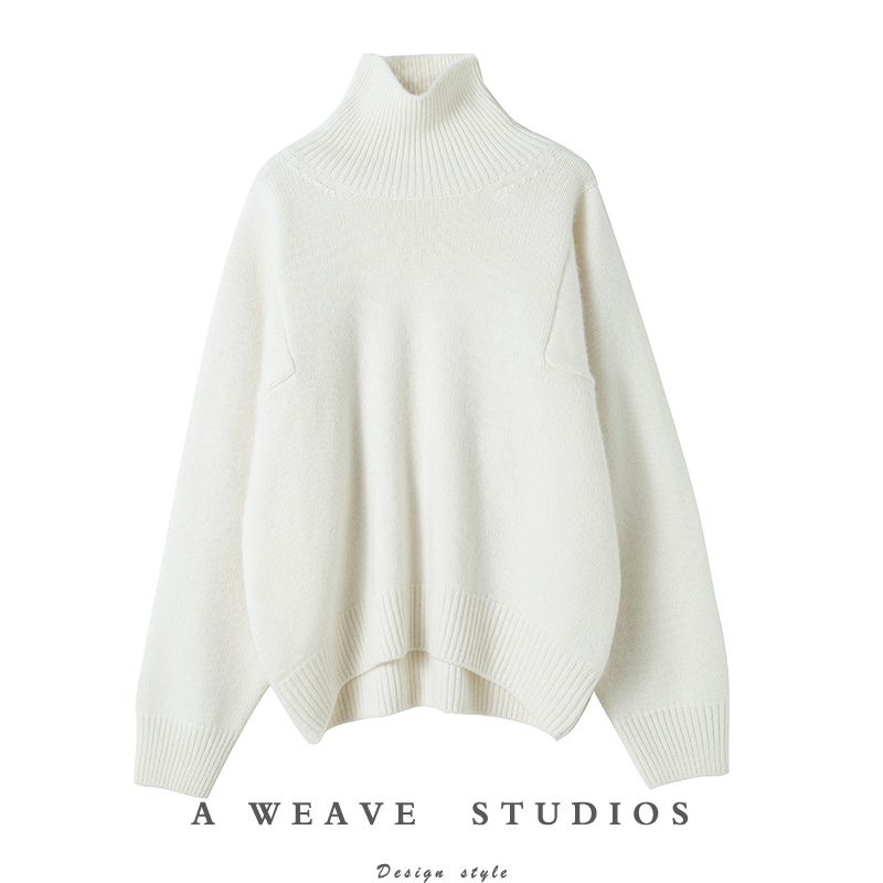 挚爱的白色羊绒衫女慵懒宽松毛衣