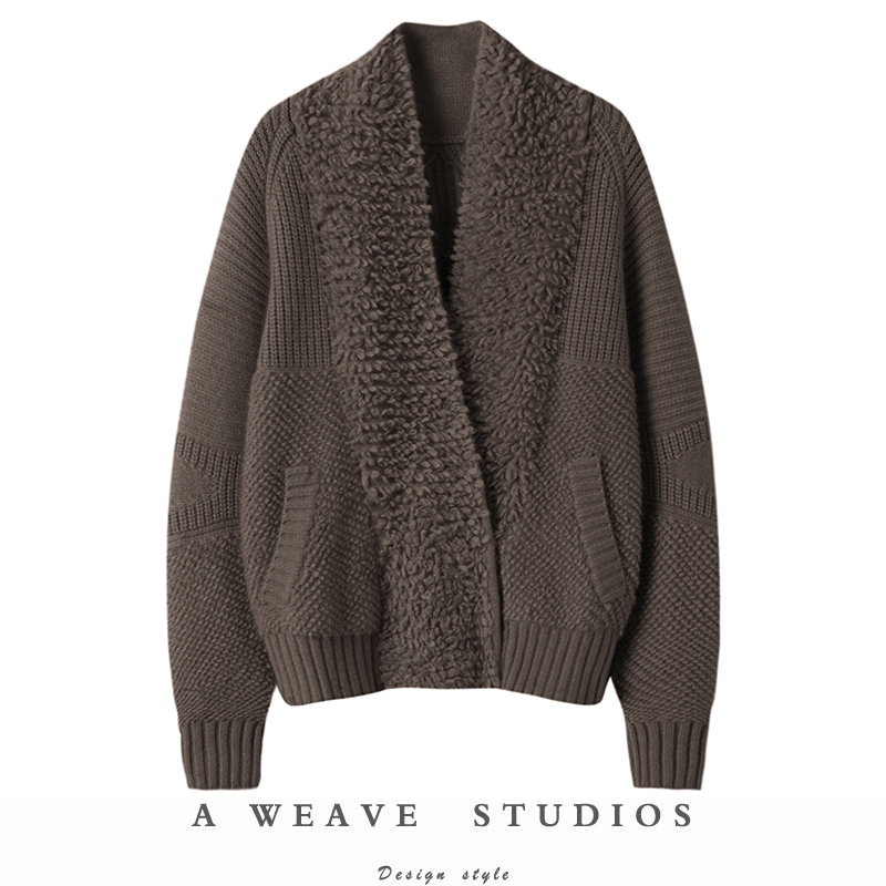 素雅静美极简~重磅加厚V领山羊绒开衫女纯羊绒毛衣针织开衫外套