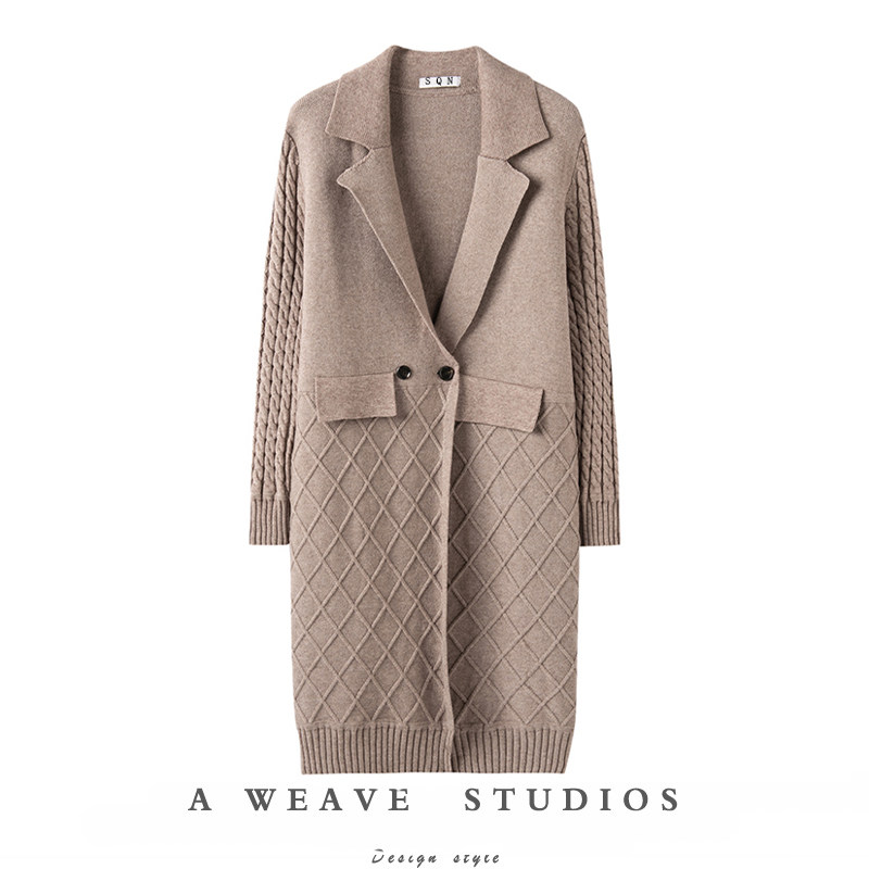 尖货力荐~100%纯羊绒大衣开衫 中长款宽松针织羊绒加厚毛衣女