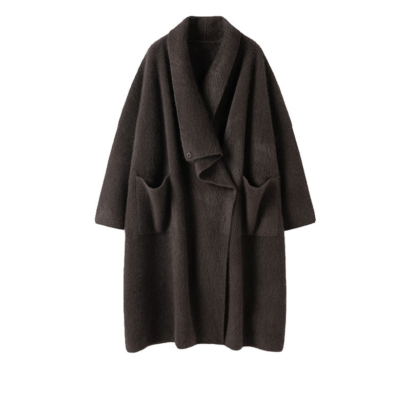 RNST官方正品 慵懒极简风100%牦牛绒拉绒宽松设计中长款显瘦外套