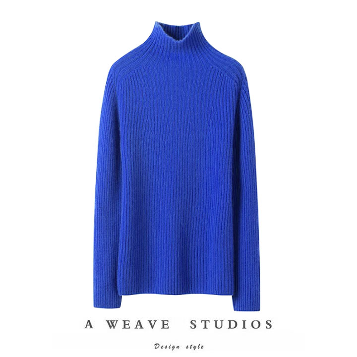 时尚潮流！无D百搭，高端系列 坑条高领纯羊绒衫女加厚毛衣女多色