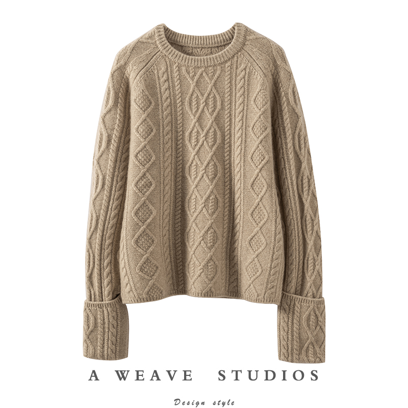 羊绒衫闭眼入自留三色爱的翻边