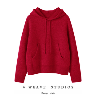 上衣加厚卫衣宽松百搭毛衣针织衫 好喜欢哇 100纯山羊绒女帽衫