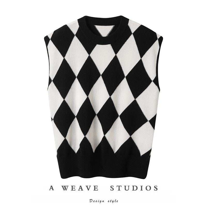 圆领羊绒背心女纯羊绒针织衫