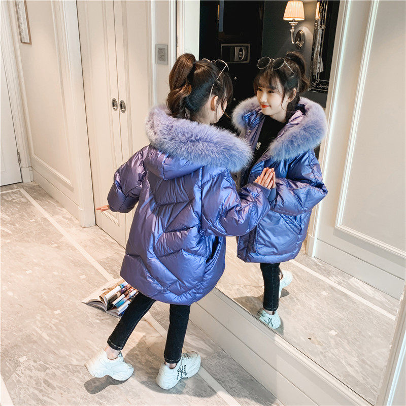 女童羽绒服中长款2021新款洋气中大童品牌女孩冬季加厚儿童装冬装