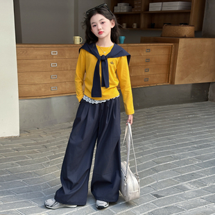 女童套装秋季2025新款儿童时髦披肩卫衣裤子中大童秋日爆款两件套