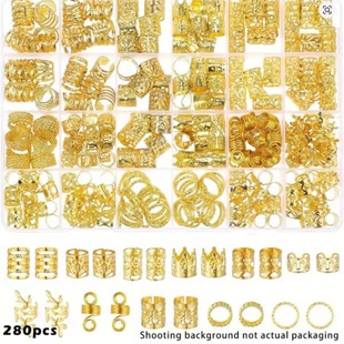 欧美时尚金属开口发扣树叶圆圈脏发辫装饰配件简约走秀编发发环