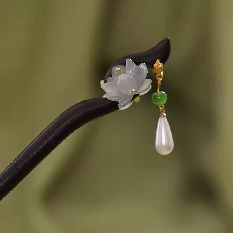 新中式古风莲花流苏步摇发簪