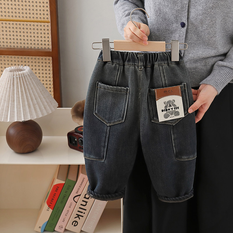 男童秋冬加绒牛仔裤2025新款儿童时髦拼接一体绒裤子洋气百搭长裤,童装/婴儿装/亲子装,裤子,淘宝优惠券,粉丝福利购,淘宝优惠卷