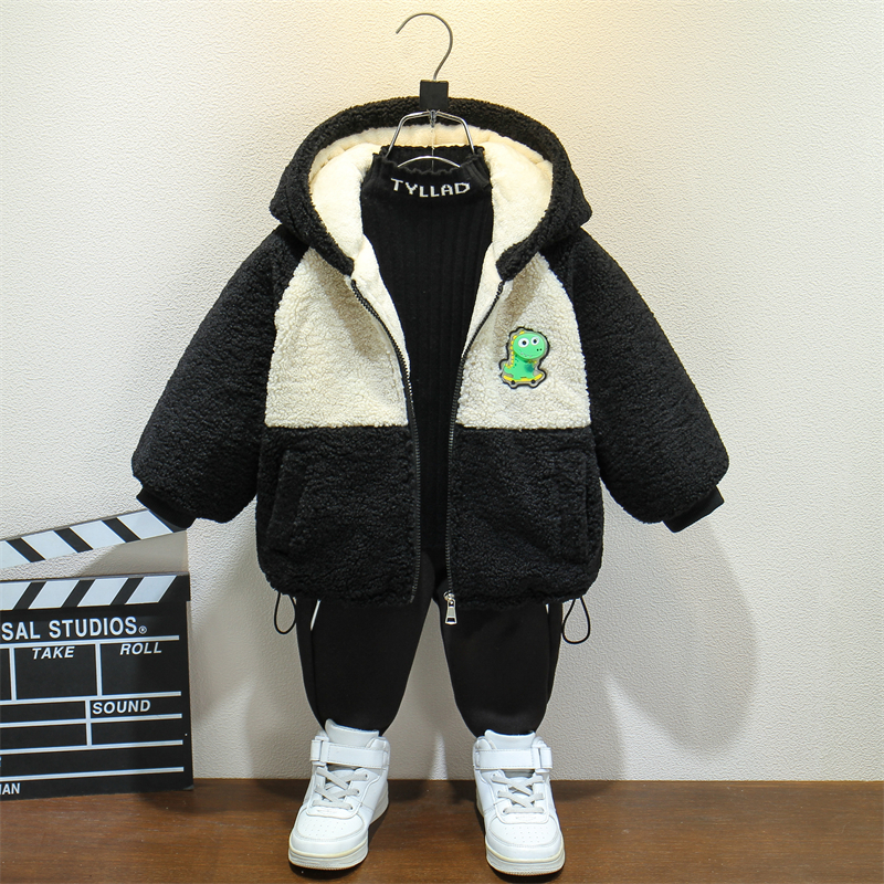 男童棉服毛毛衣冬款2025新款