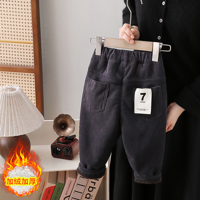 蕾托格尔长裤灯芯绒羊羔绒一体