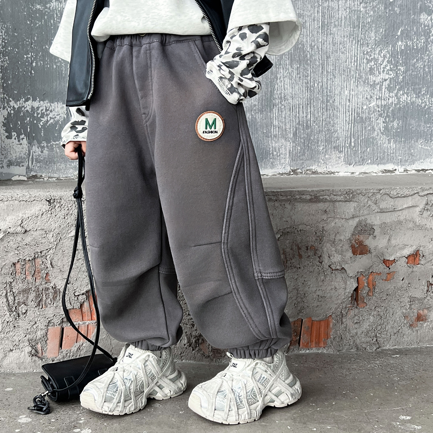 男童冬季男孩加厚运动卫裤一体绒