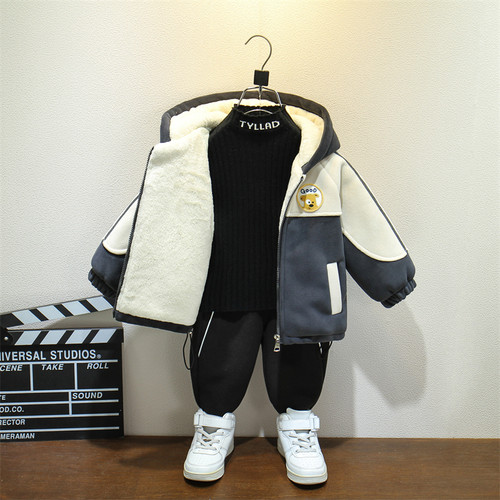 男童棉服冬款加绒加厚外套