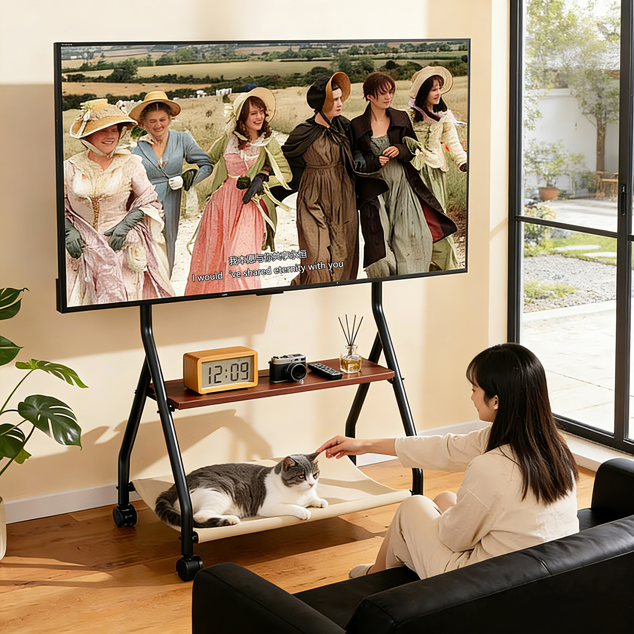 贝石电视机支架可移动落地旋转推车客厅卧室柜猫窝65 75 85英寸