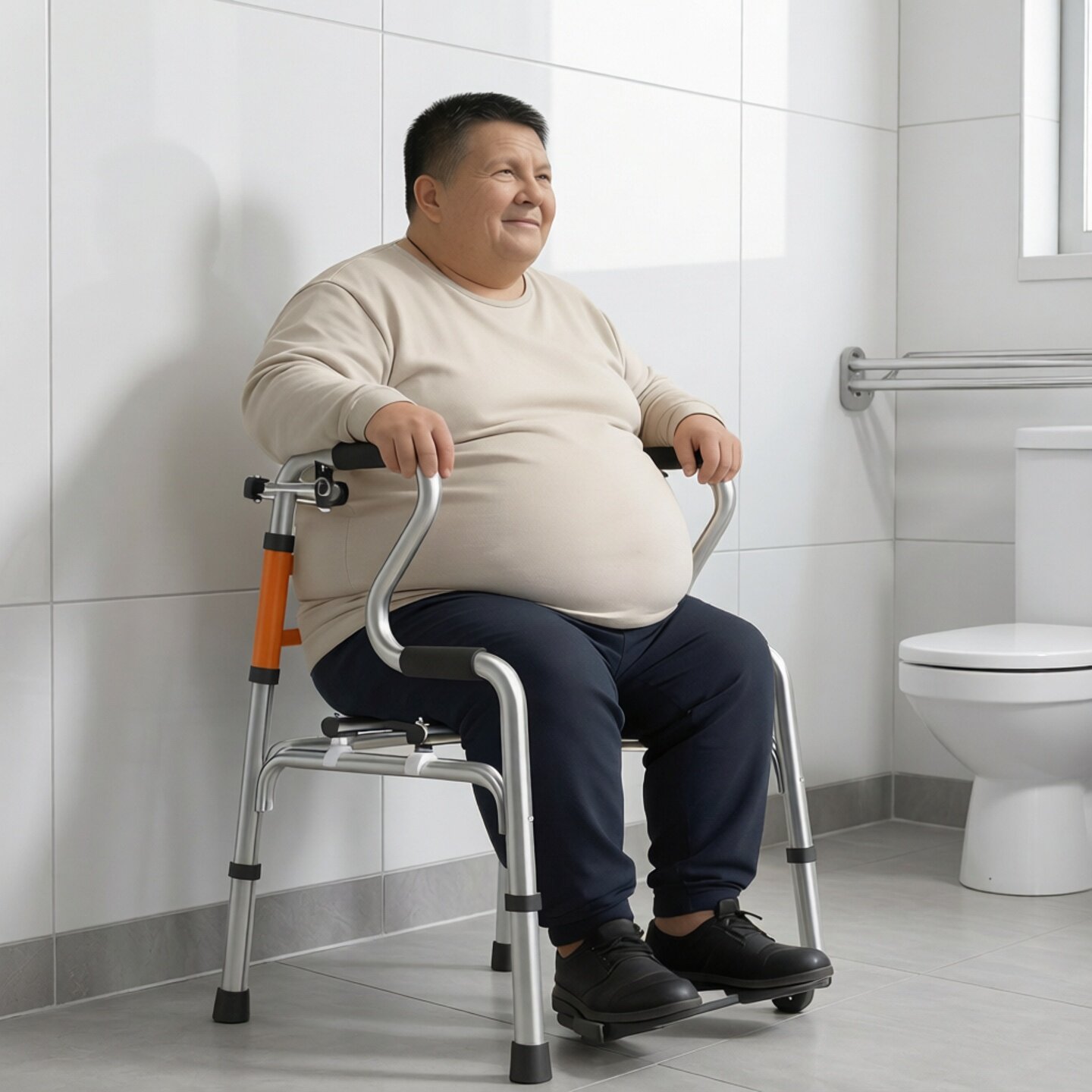 贝石老人助行器防摔折叠可坐