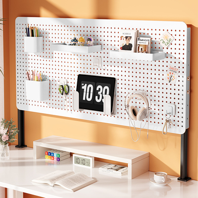 洞洞板置物架桌面收纳书架子可夹桌立式免打孔电脑宿舍办公桌配件