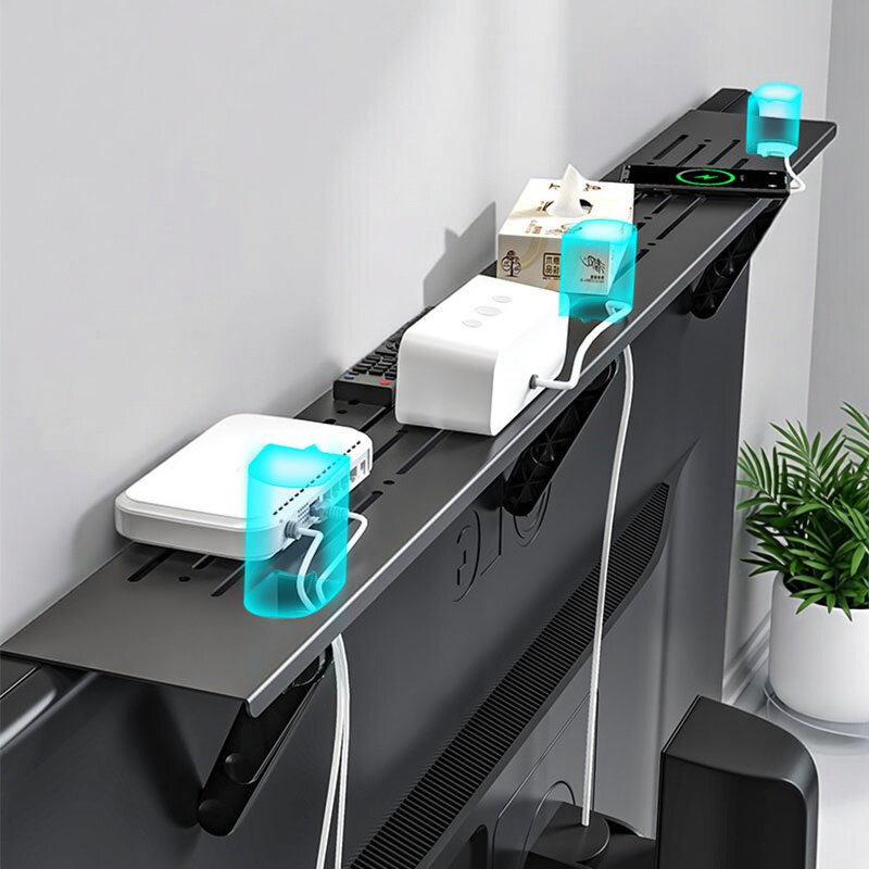 贝石电视机顶盒置物架显示器收纳架路由器置物架免打孔挂架整理架