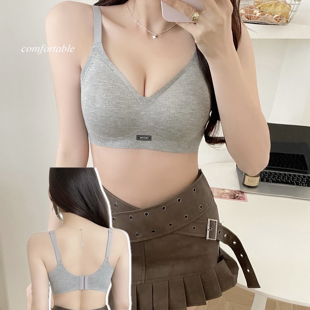 无痕内衣女薄款固定杯垫聚拢软支撑收副乳无钢圈运动文胸罩