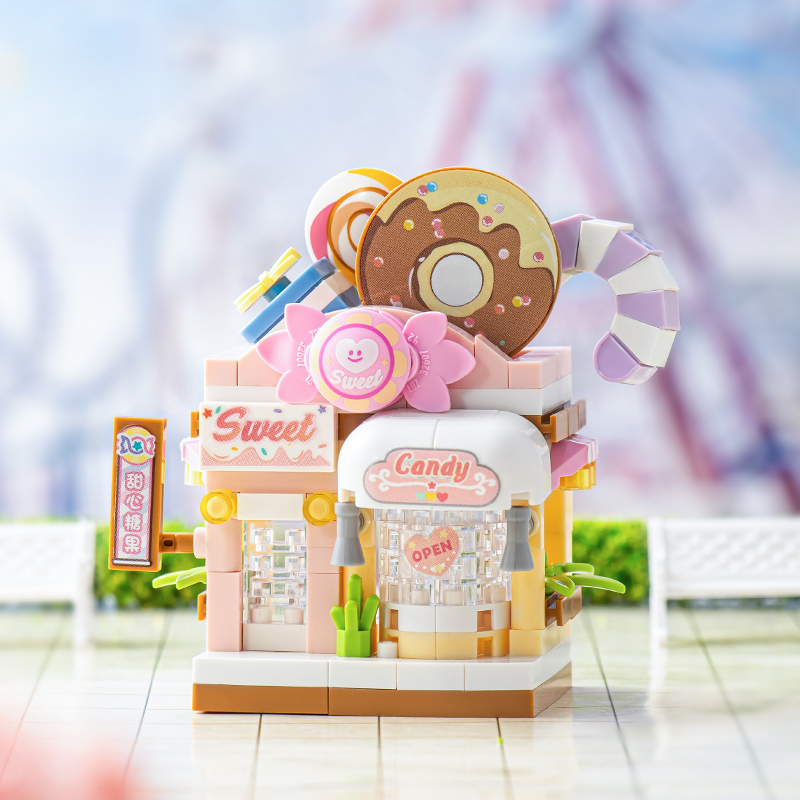 LOZ俐智积木街景宠物店益智糖果