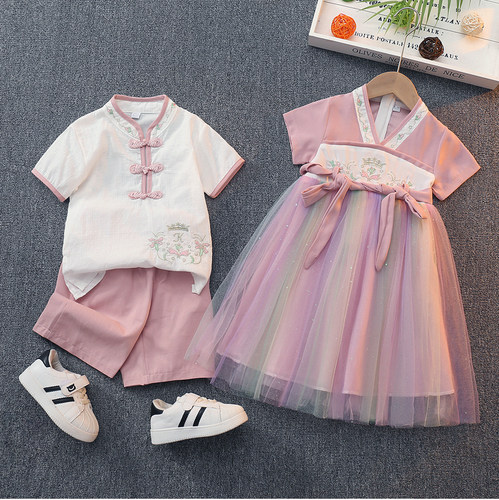 儿童汉服中国风古装短袖表演服