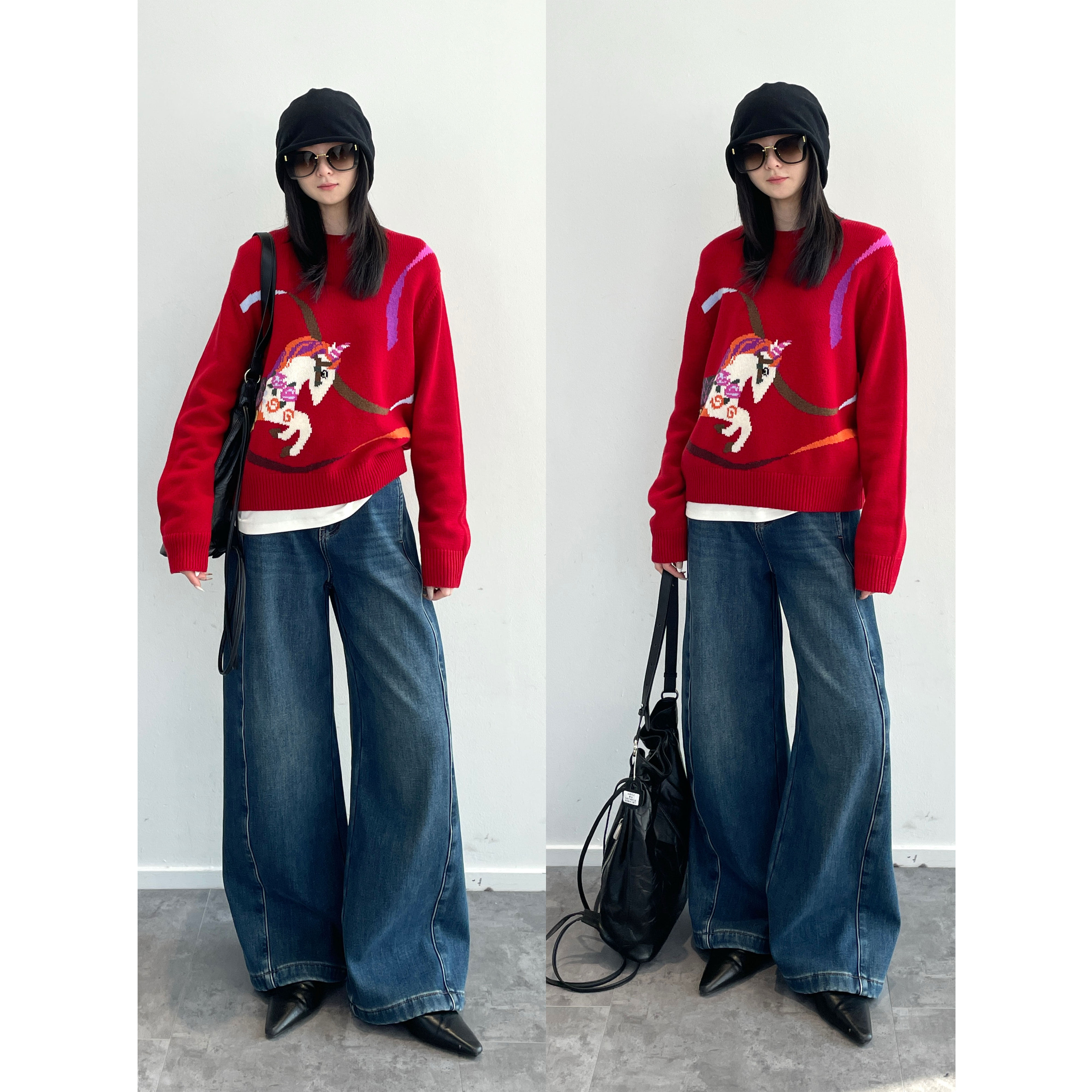 南鱼 柜4400＋100绵羊毛多巴胺提花毛衣法式复古圆领针织衫女秋冬,女装/女士精品,毛针织衫,淘宝优惠券,粉丝福利购,淘宝优惠卷