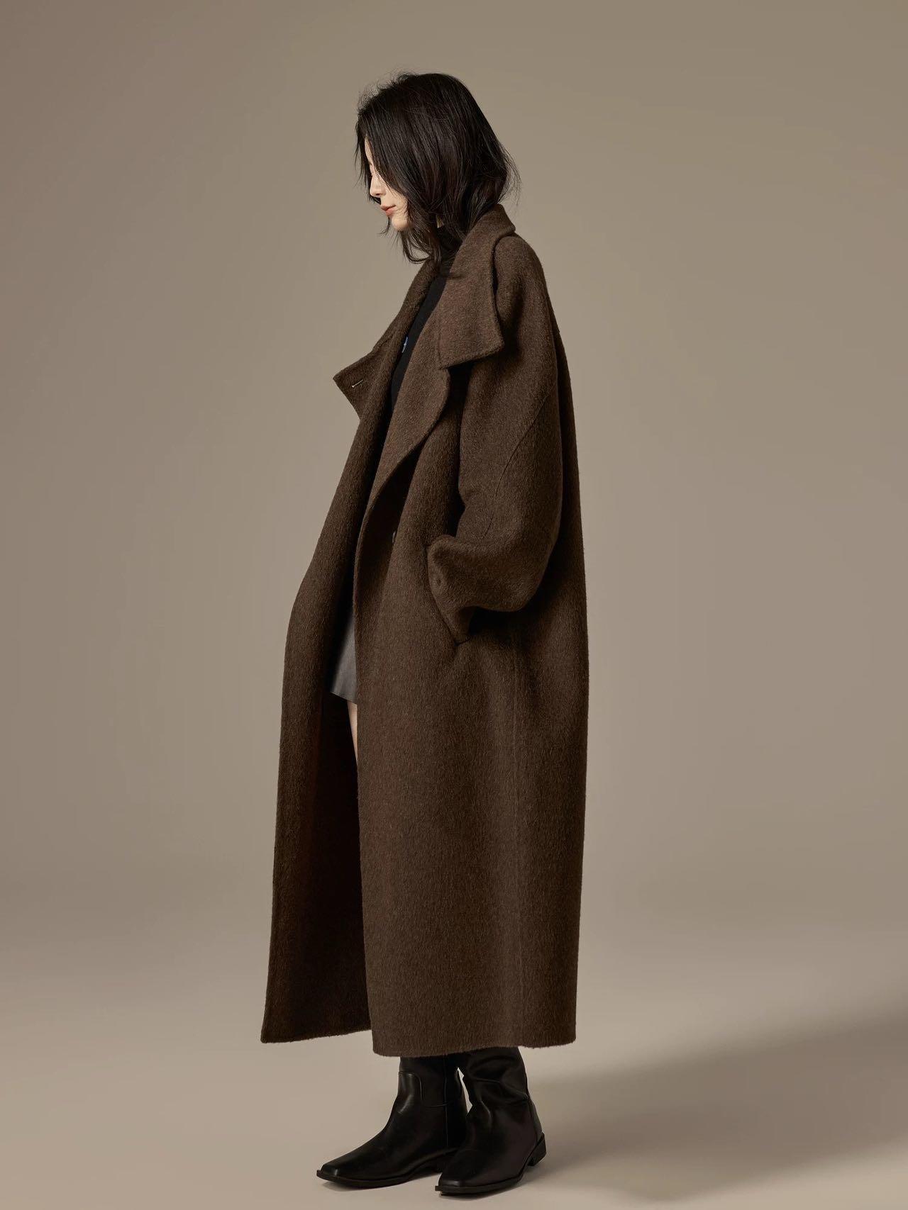 禾家版 羊毛大衣女中长款宽松羊毛呢外套